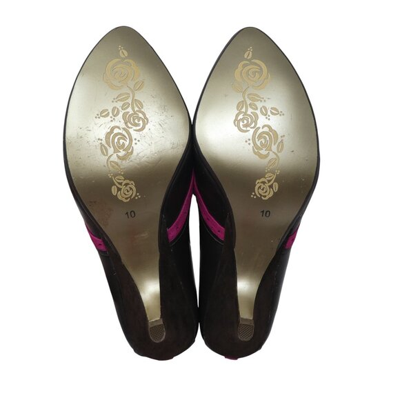 Poetic License Passion Brown Pink Fringe Patent Leather Pumps Heels Womens 10 - Picture 10 of 13